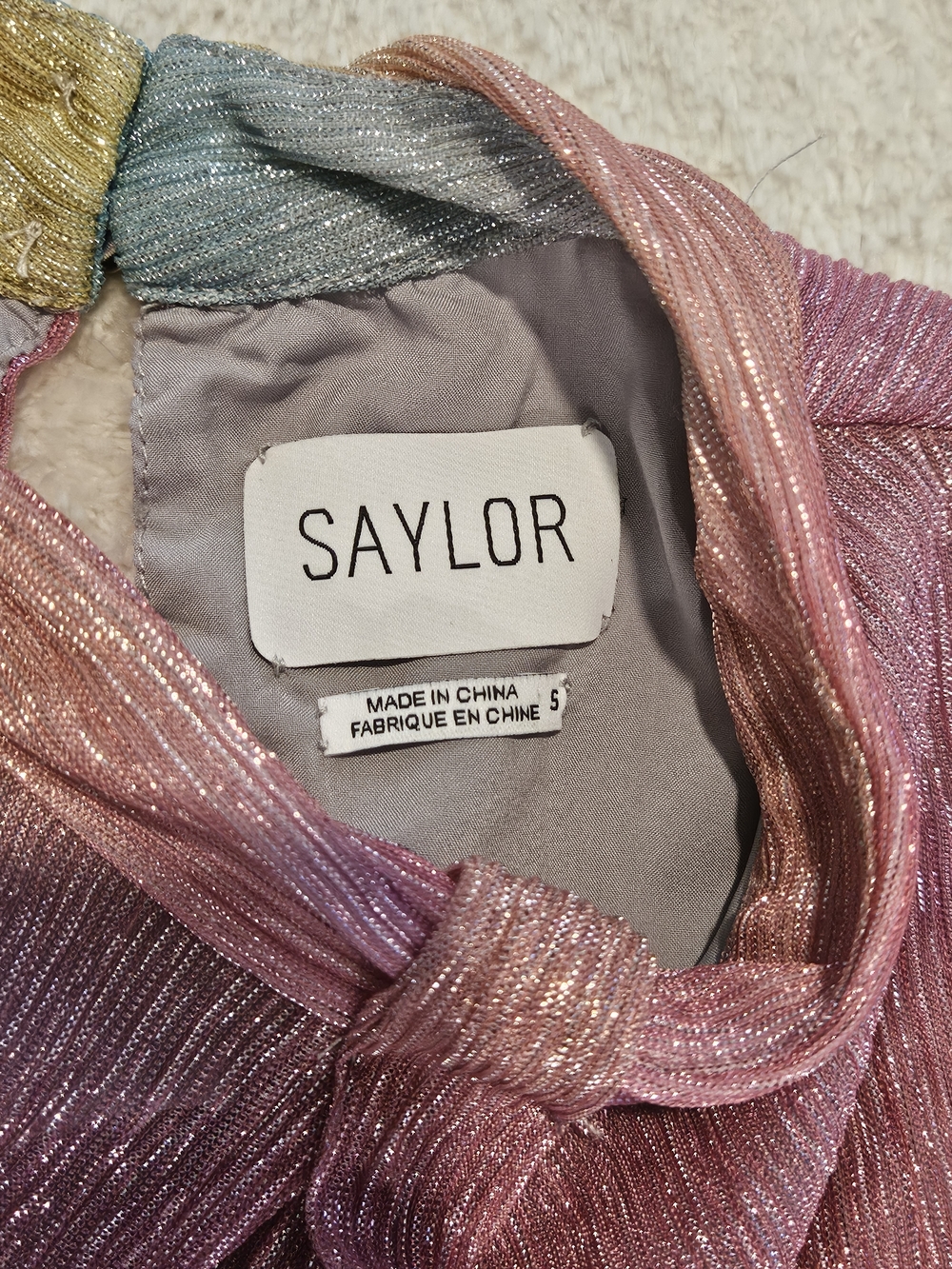 NEW Saylor Pastel Rainbow Long Sleeve Mini Dress Size S Preppy Coquette Y2K 80s - Picture 4 of 7